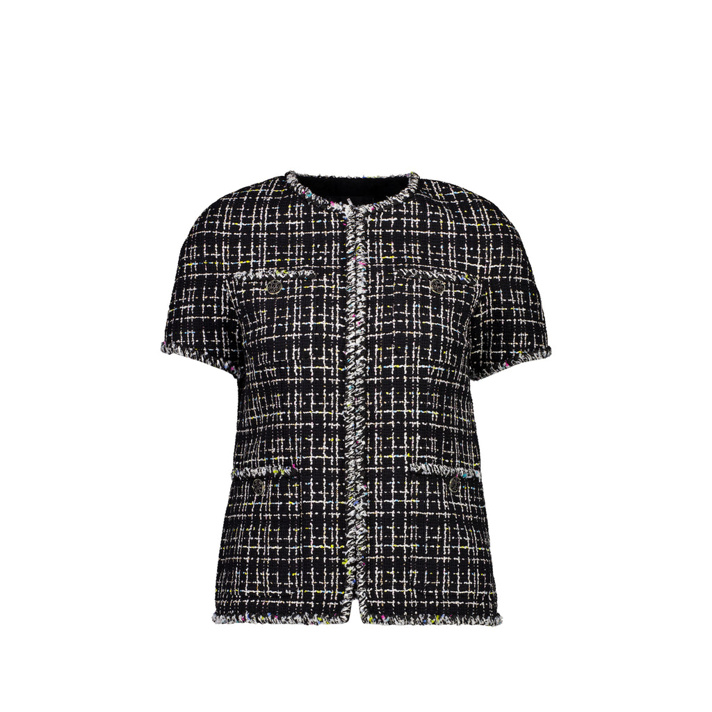 ジャケット Sienne [29CM Exclusive] Matilda Tweed Jacket (Black) Chanel Size 38 Short Sleeve Tweed Jacket Black/White/Pink/Yellow