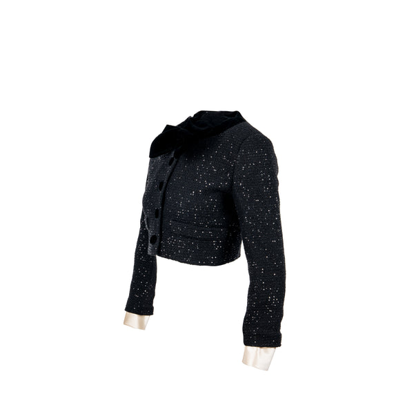 Miu miu size 36 tweed jacket sequin/ virgin wool black
