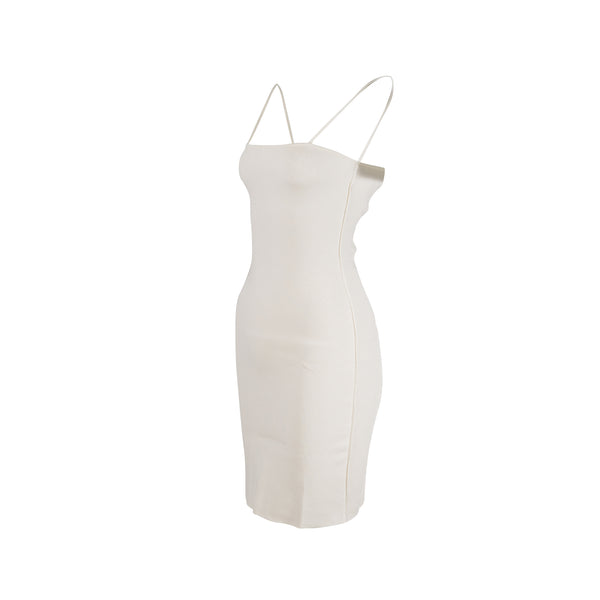Fendi size 36 abito brush double dress viscose / polyester white