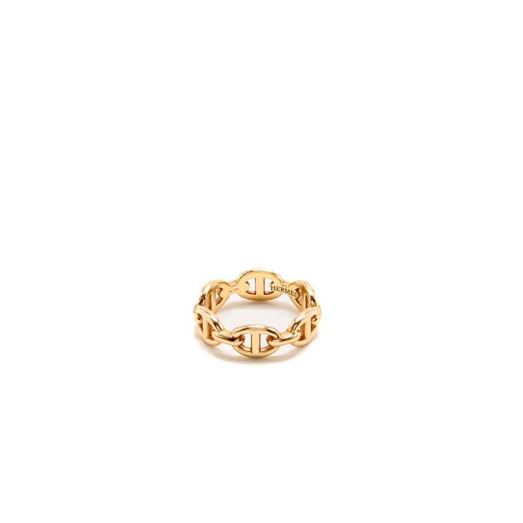 アクセサリー T79 HERMES Chain Ring Gold Color Hermes Size 49 Chaine D'Ancre Enchainee Ring, Small Model, Rose Gold