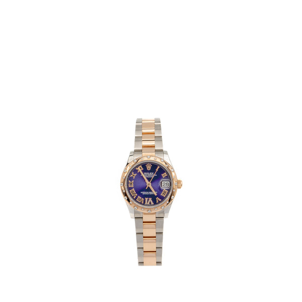 Rolex Datejust 31mm oyster steel / rose gold and diamonds aubergine dial with oyster bracelet model: M278341RBR-0019