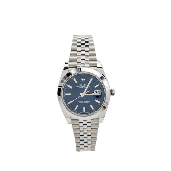 Rolex datejust 41 oystersteel bright blue dial jubilee bracelet model: M126300-0002