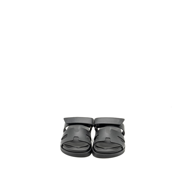Hermes Size 36.5 Chypre Sandals Leather Black