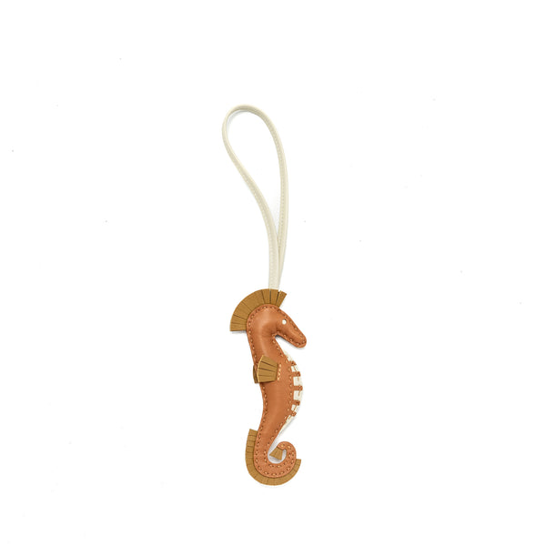 Hermes Hippo Bag Charm gold/kraft/craie stamp B