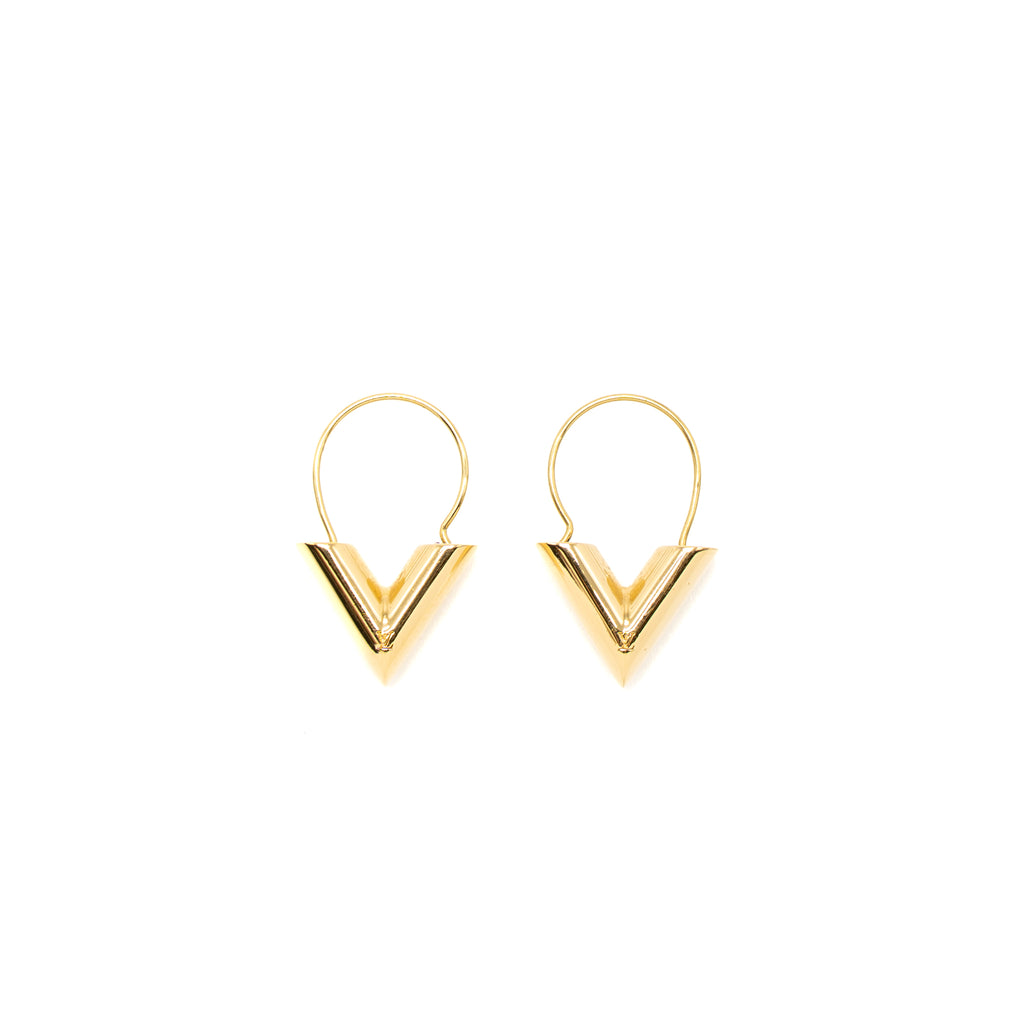 Louis Vuitton Essential V Gold Tone Hoop Earring