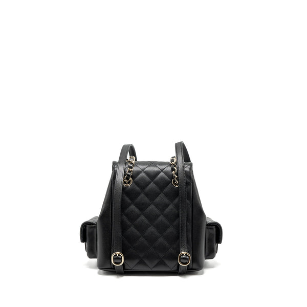 Chanel 23k triple pocket backpack caviar black LGHW (microchip)