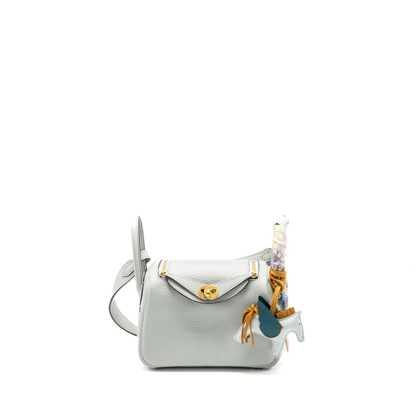 Hermes Mini Lindy Clemence Blue Pale GHW Stamp Z