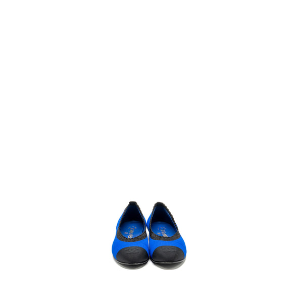 Chanel size 36.5 ballet flats fabric blue/ black