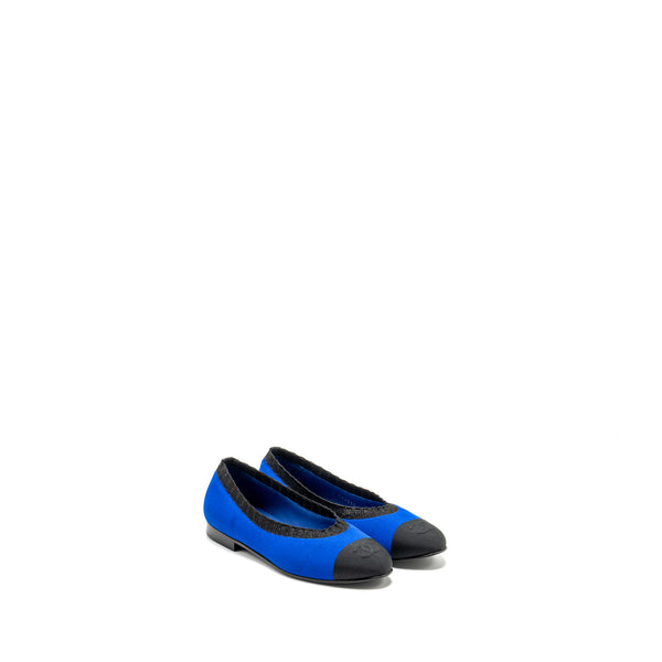 Chanel size 36.5 ballet flats fabric blue/ black