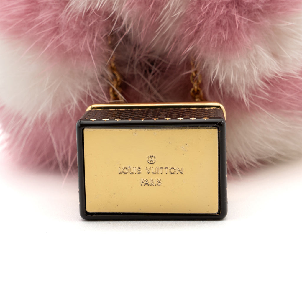 Louis Vuitton Black Mink Fur Fluffy Bag Charm and Key Holder