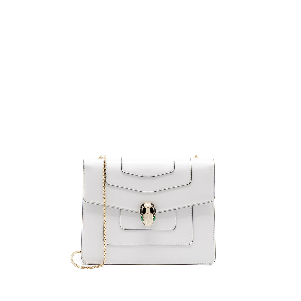 Bvlgari Serpenti Forever Chain Bag Calfskin White LGHW