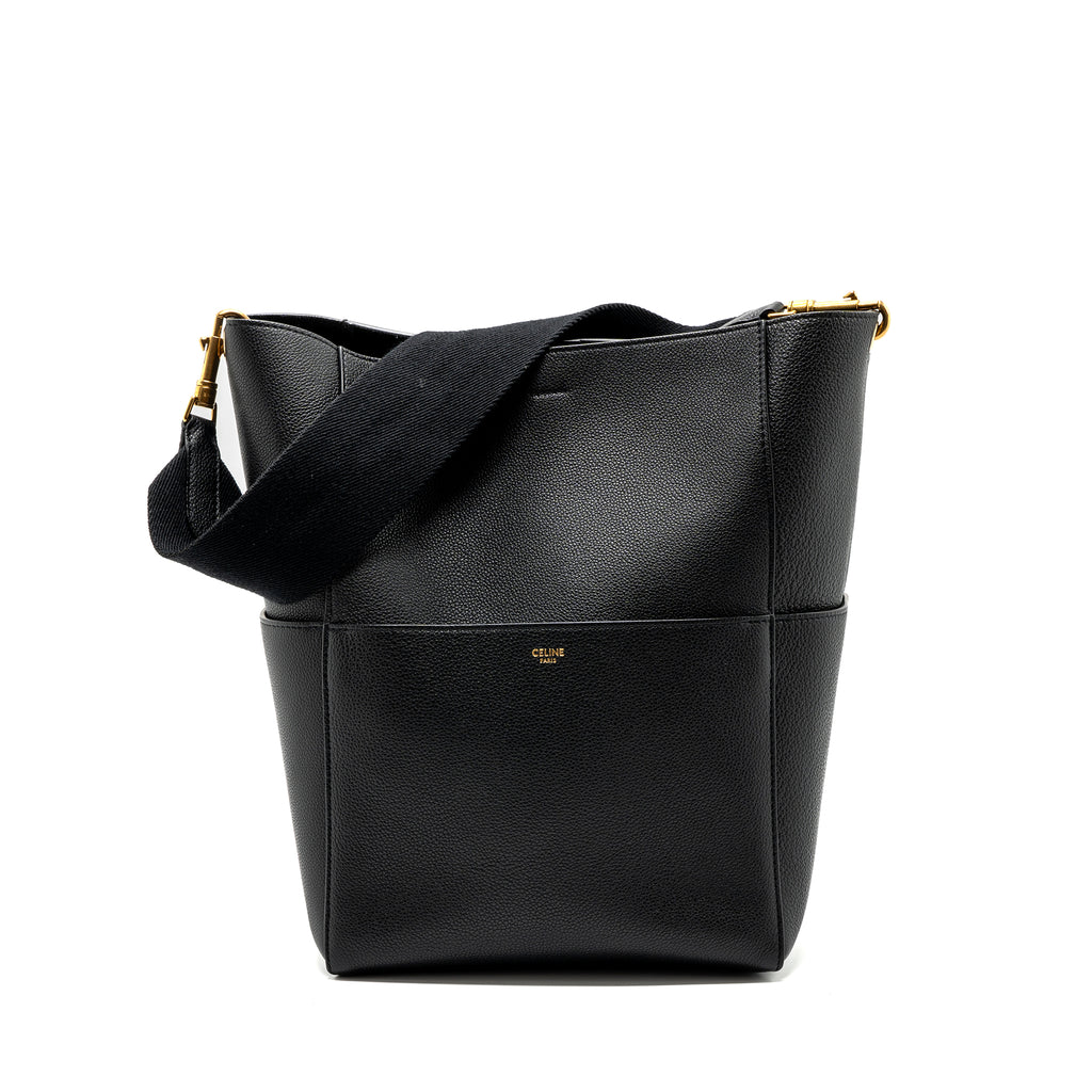 Celine Sangle Bucket Bag Grained Calfskin Black GHW