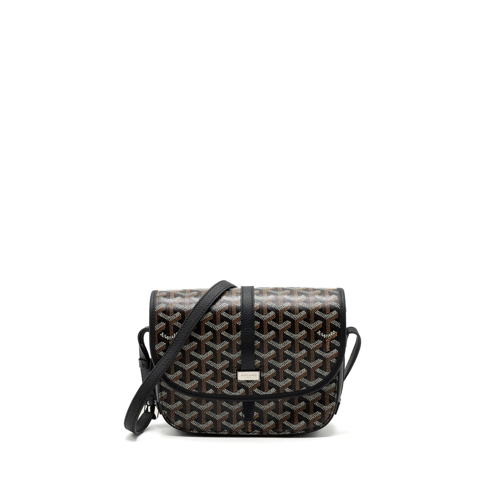 Goyard messenger bag calfskin goyardine canvas black SHW