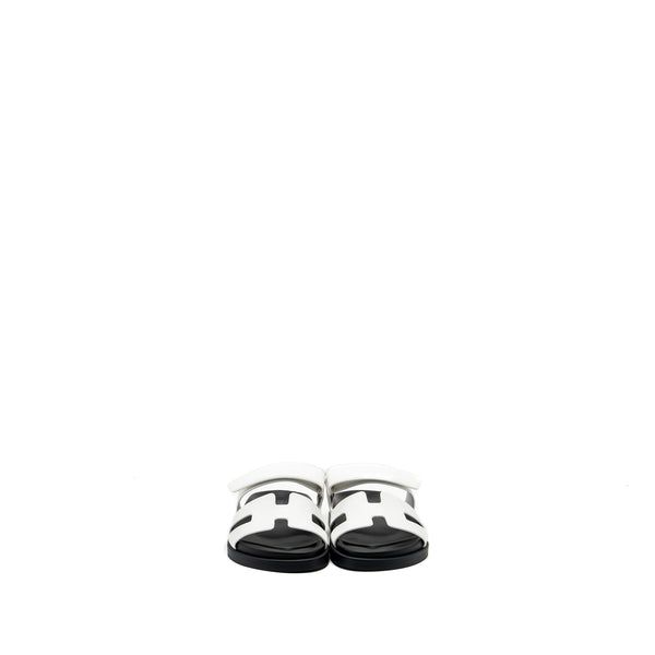 Hermes size 36 chypre sandal calfskin white / black