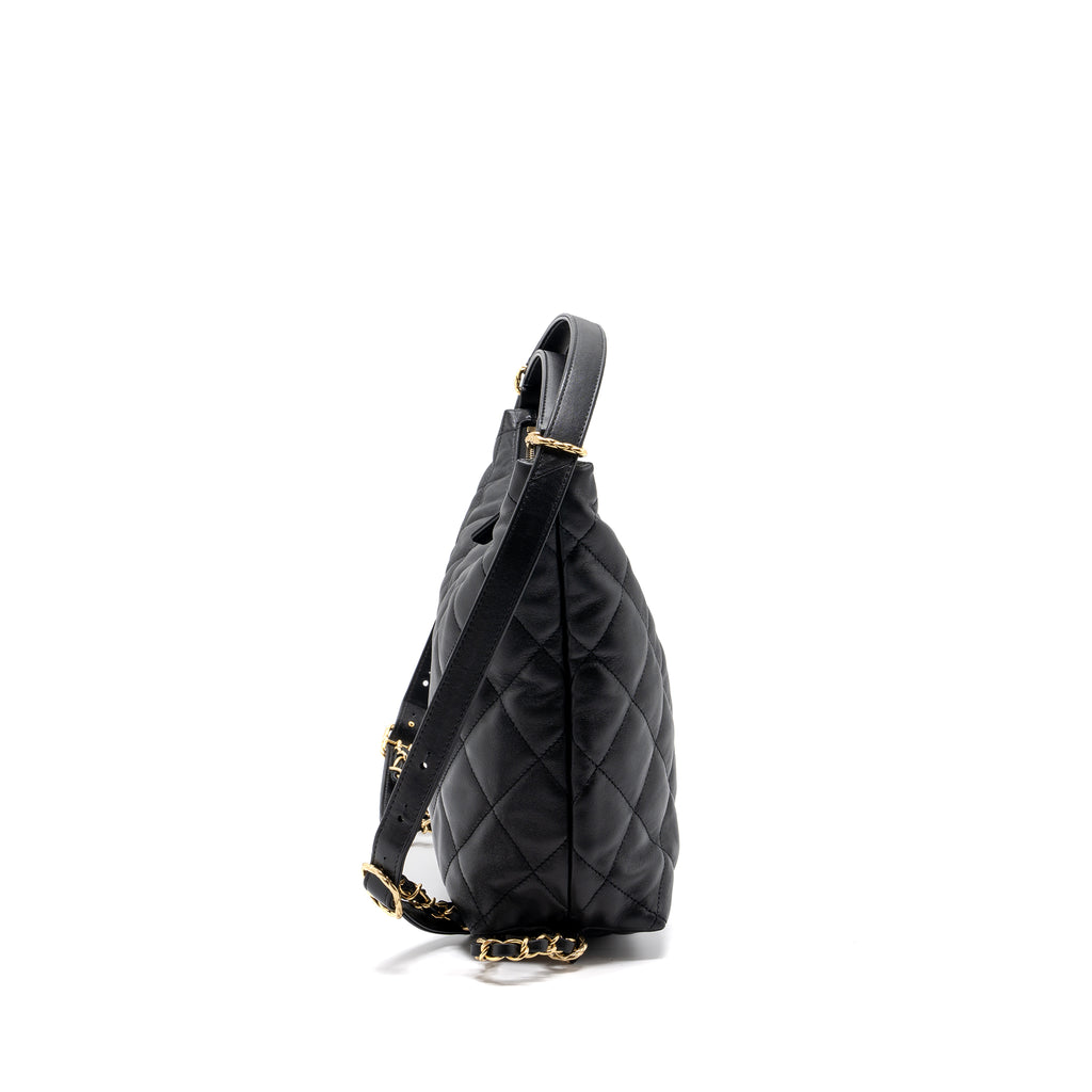 Chanel 22B Hobo Bag Lambskin Black GHW(Microchip)