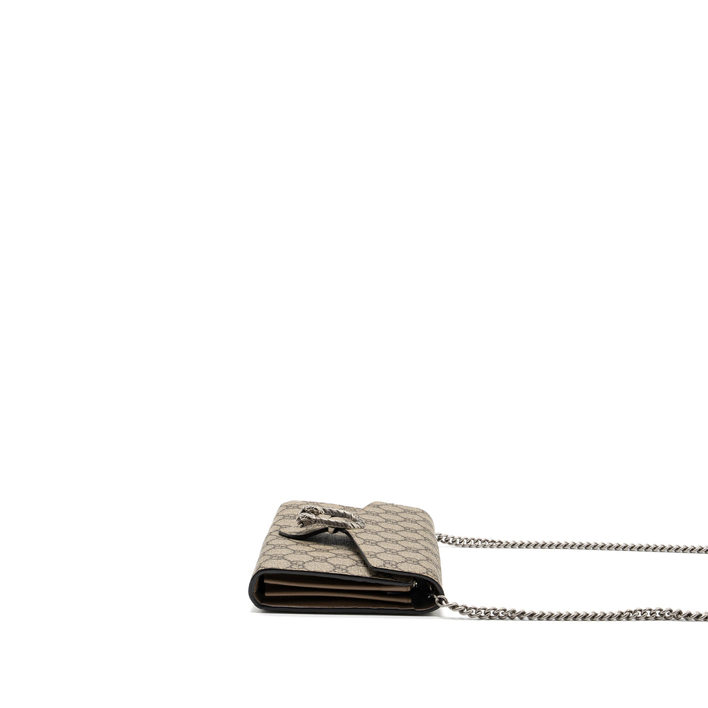 GUCCI 25S DIONYSUS WALLET ON CHAIN 20 IN BLACK GLOSSY CALFSKIN