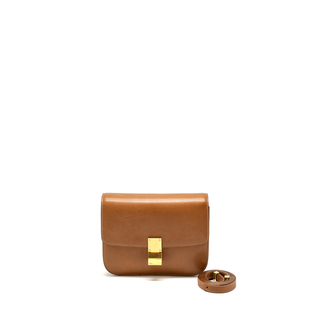 Celine Medium Classic Box Bag Calfskin Brown GHW