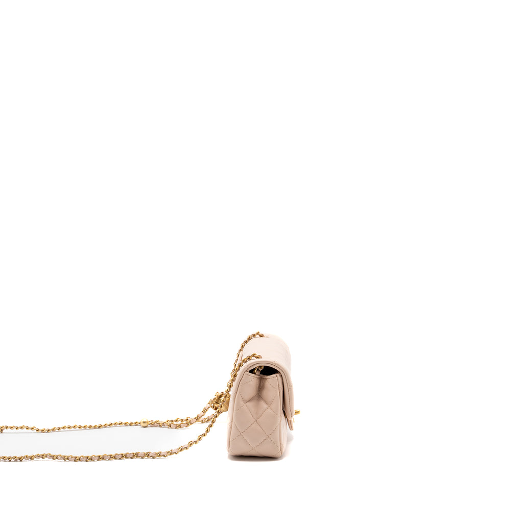 Chanel Pearl Crush Mini Rectangular Flap Bag Lambskin Light Pink GHW