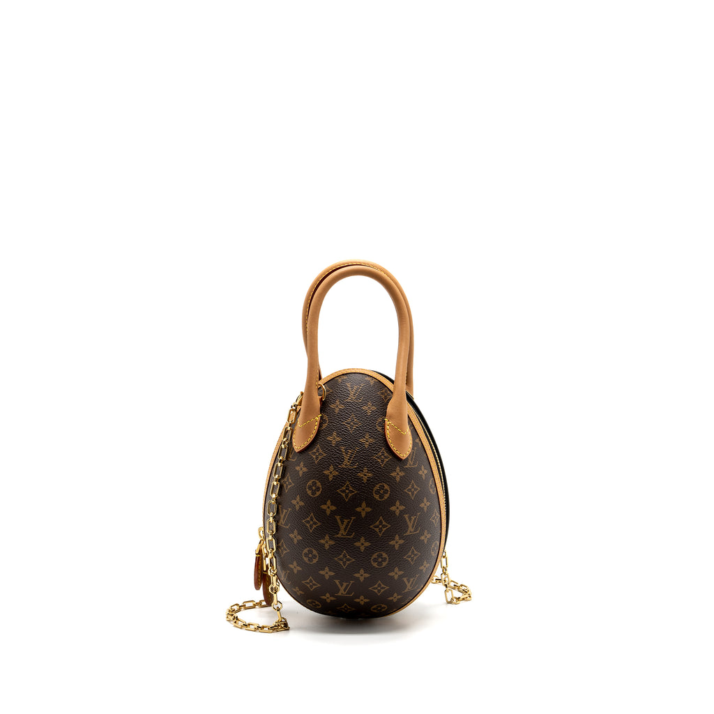 Louis Vuitton Egg Bag, Monogram Coated & Black Leather w/ Box & Card