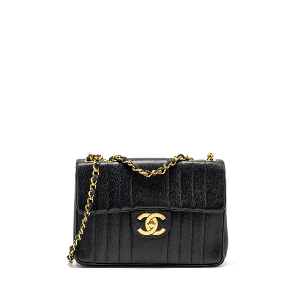 Chanel Vintage Vertical Jumbo Flap Bag Caviar Black GHW