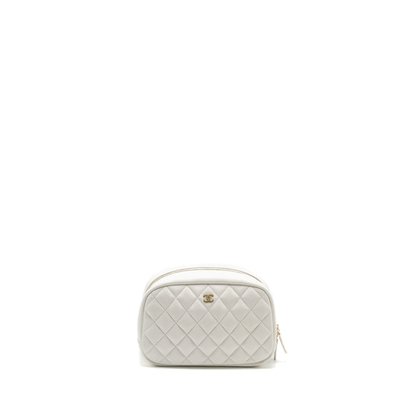 Chanel timeless classic pouch grained calfskin white LGWH (microchip)