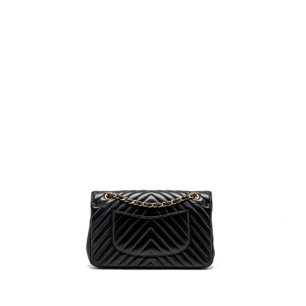 Chanel medium Classic Double Flap Bag Chevron Lambskin Black LGHW