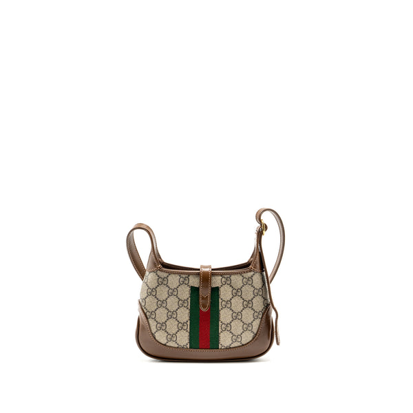 Gucci Jackie 1961 Mini Shoulder Bag GG Supreme Canvas/Calfskin Brown/Multicolour GHW
