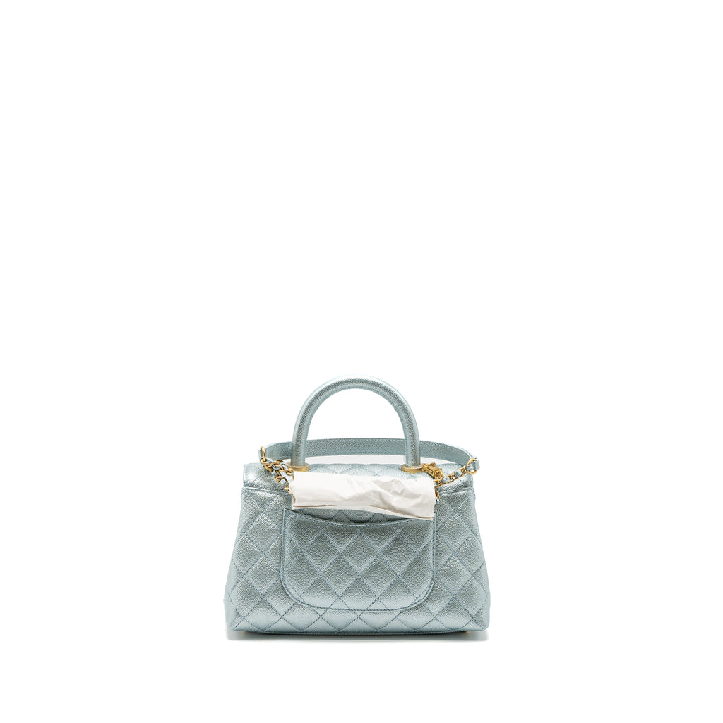 Chanel Coco handle small Blue Silver hardware Python ref.251205 - Joli  Closet