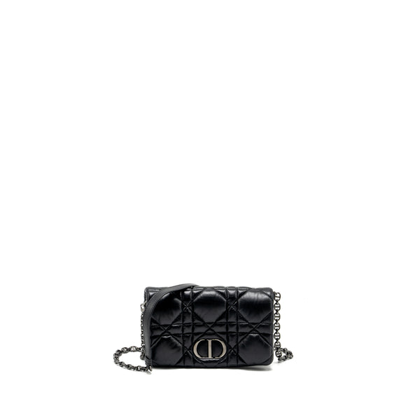 Dior Caro Pouch With Chain Lambskin Black with Black Hardware