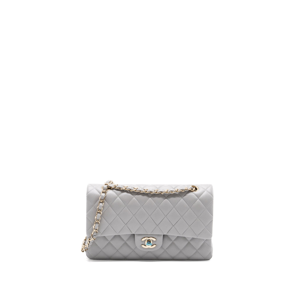 Chanel classic grey hot sale flap bag