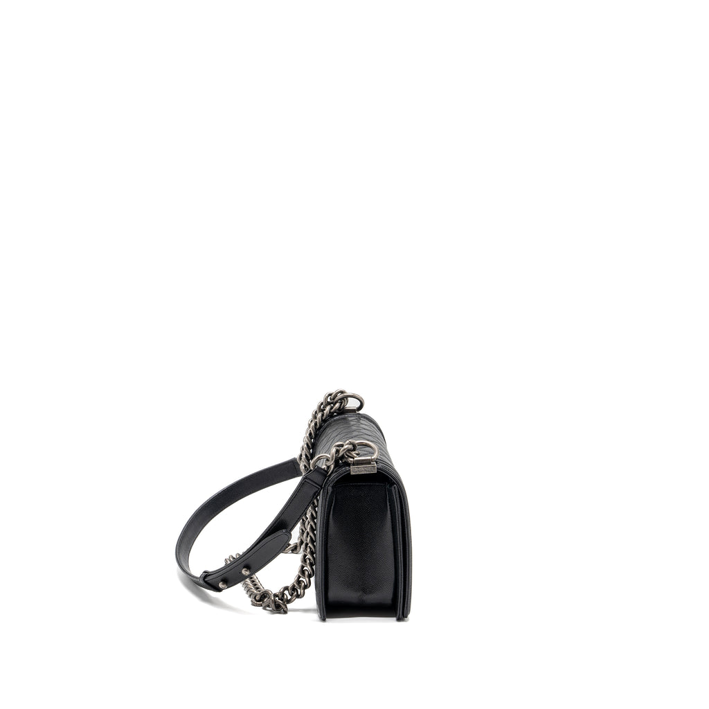 BOY BAG SMALL 20 BLACK CHEVRON CAVIAR RUTHENIUM HARDWARE
