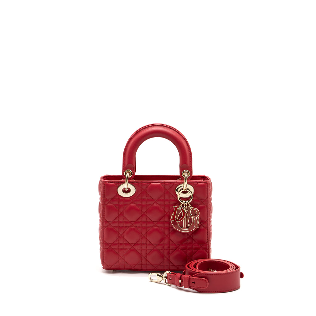 Lady dior red discount lambskin