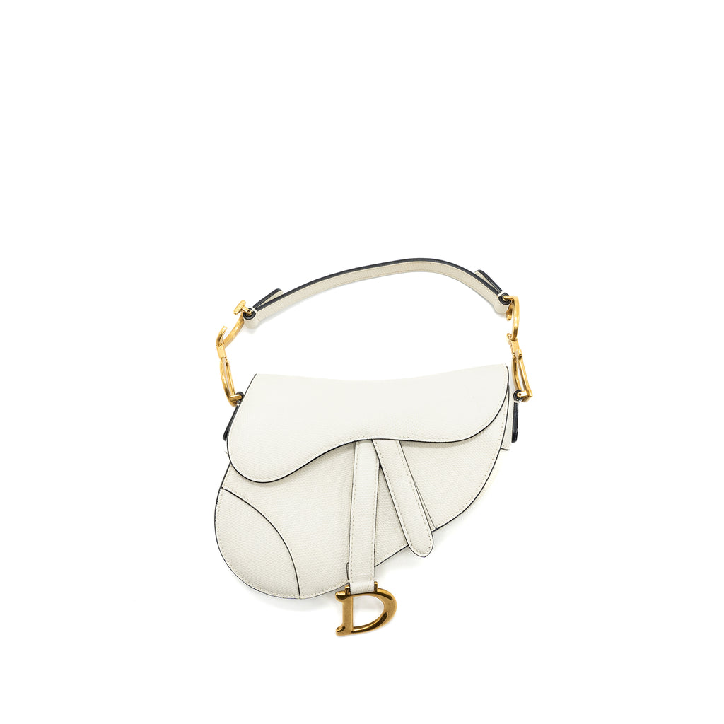 Dior Mini Saddle Bag Calfskin White GHW