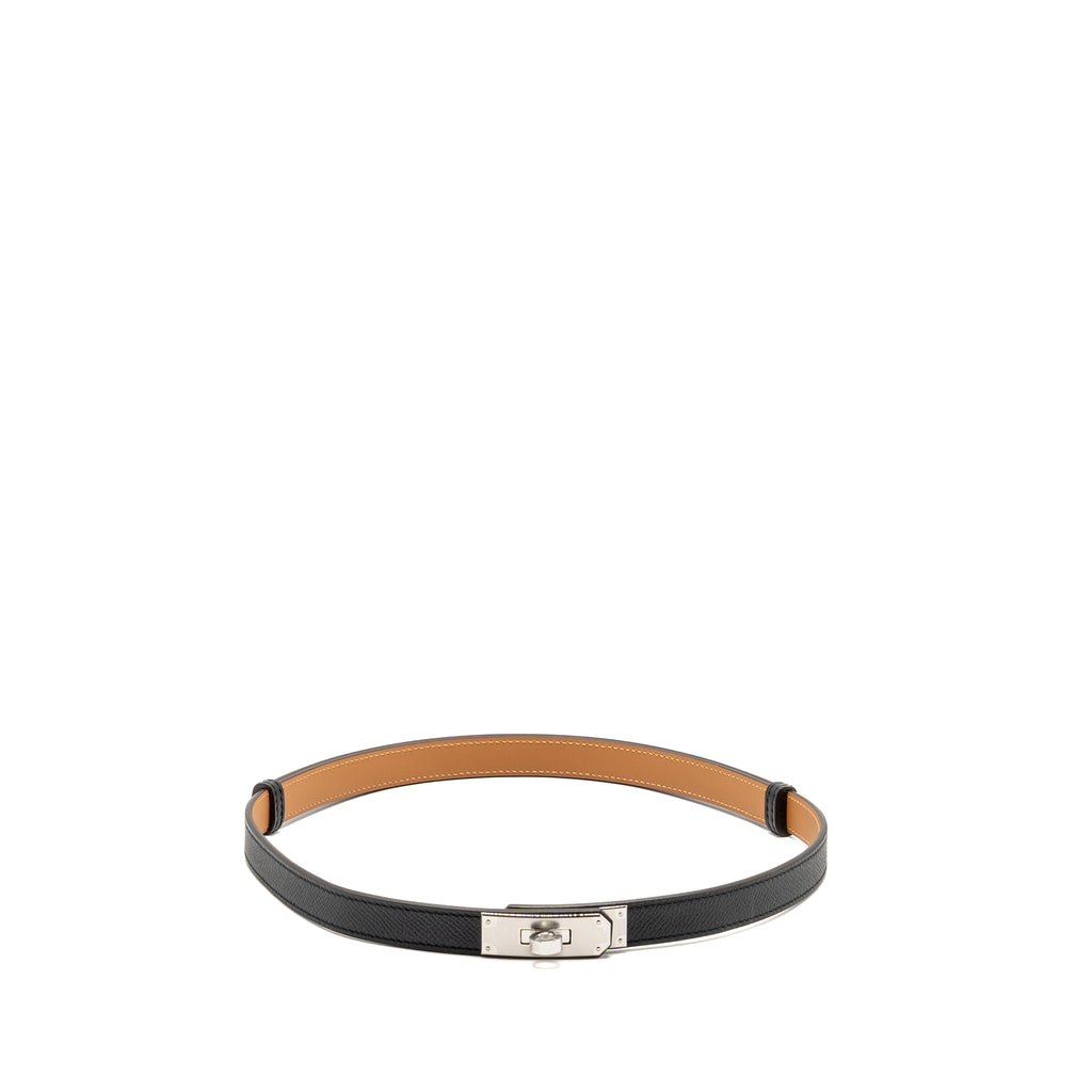 Hermes Kelly 18 Belt Epsom Black SHW Stamp K display picture 2