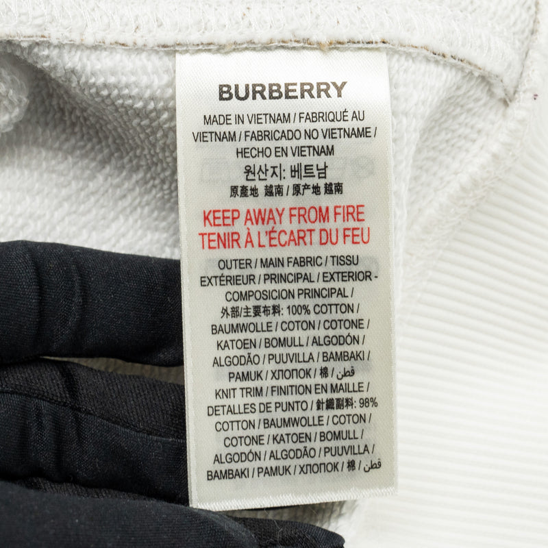 Burberry Size S Vintage Check Panel Oversized Hoodie Cotton White
