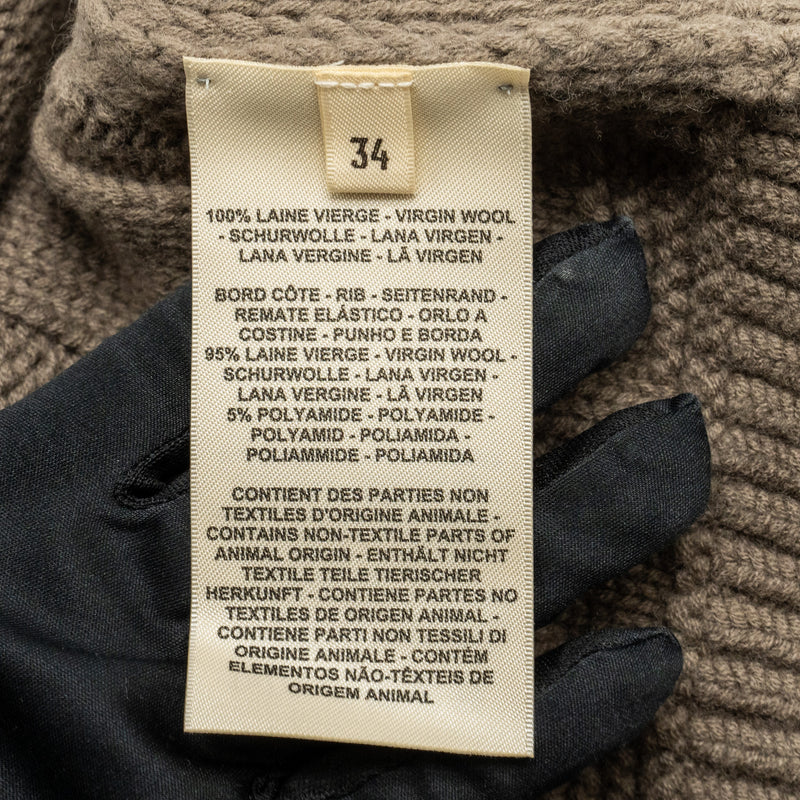 Hermes size 34 cardigan virgin wool gris etoupe