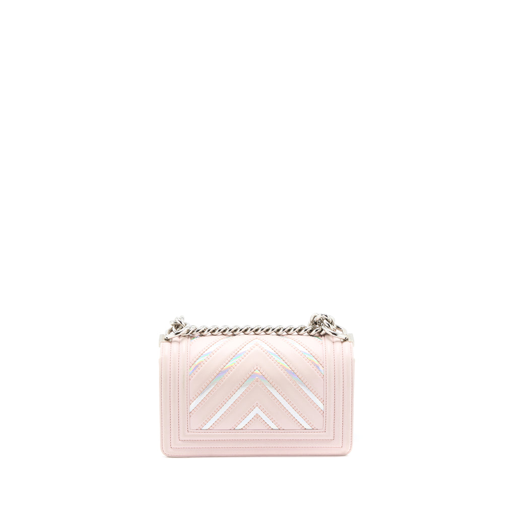 Chanel Iridescent Light Pink Chevron Zip Around Coin Purse