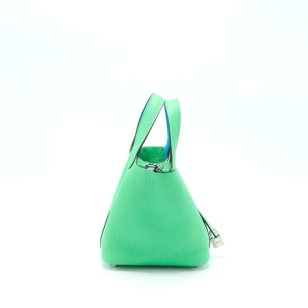 Hermes Picotin Lock Bag Clemence Leather Gold Hardware In Mintgreen