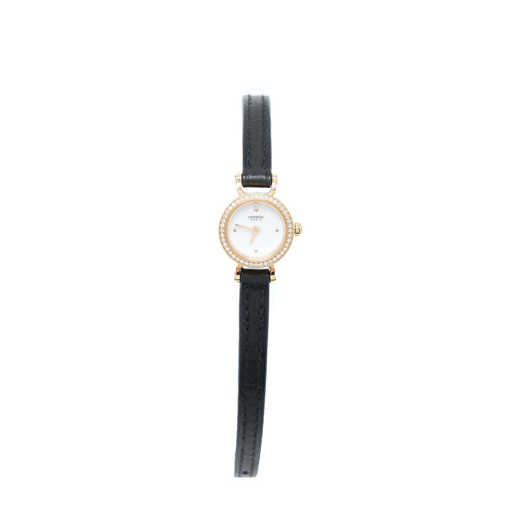 Hermes Faubourg Quartz Watch Mini Model 15MM Yellow Gold Diamonds