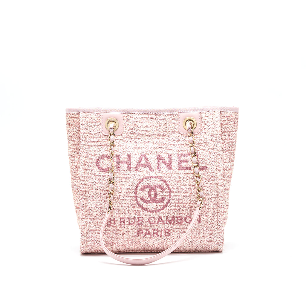 Chanel Small Deauville Shopping Tote with Handle 22S Pink Mixed