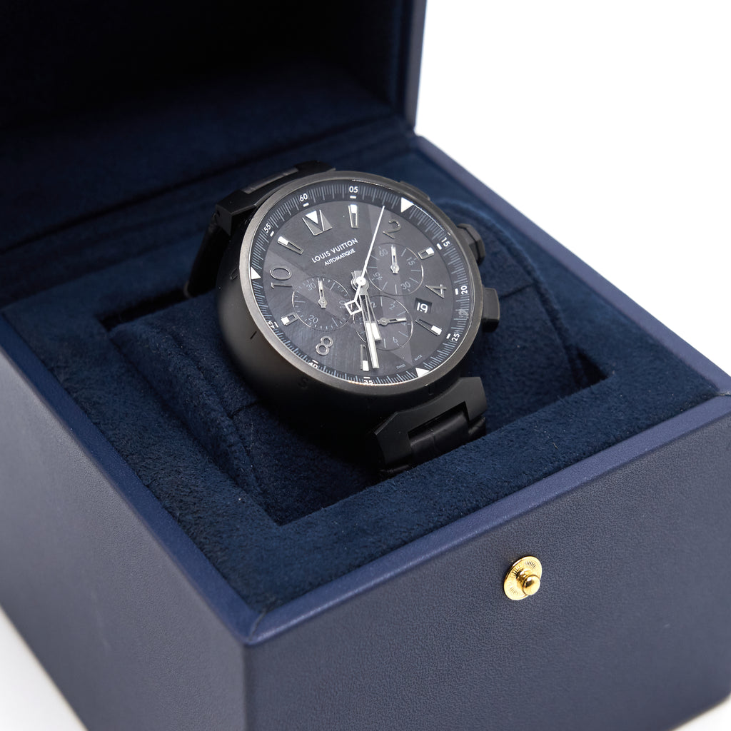 Louis Vuitton Unisex Tambour Slim Monogram Macassar 39 Watch at