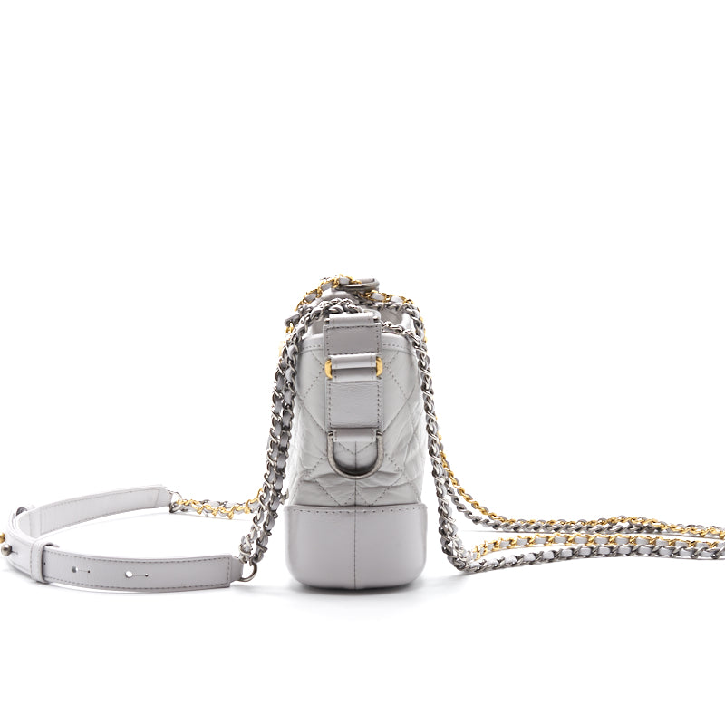 Chanel's Gabrielle Small Hobo Handbag Light Grey
