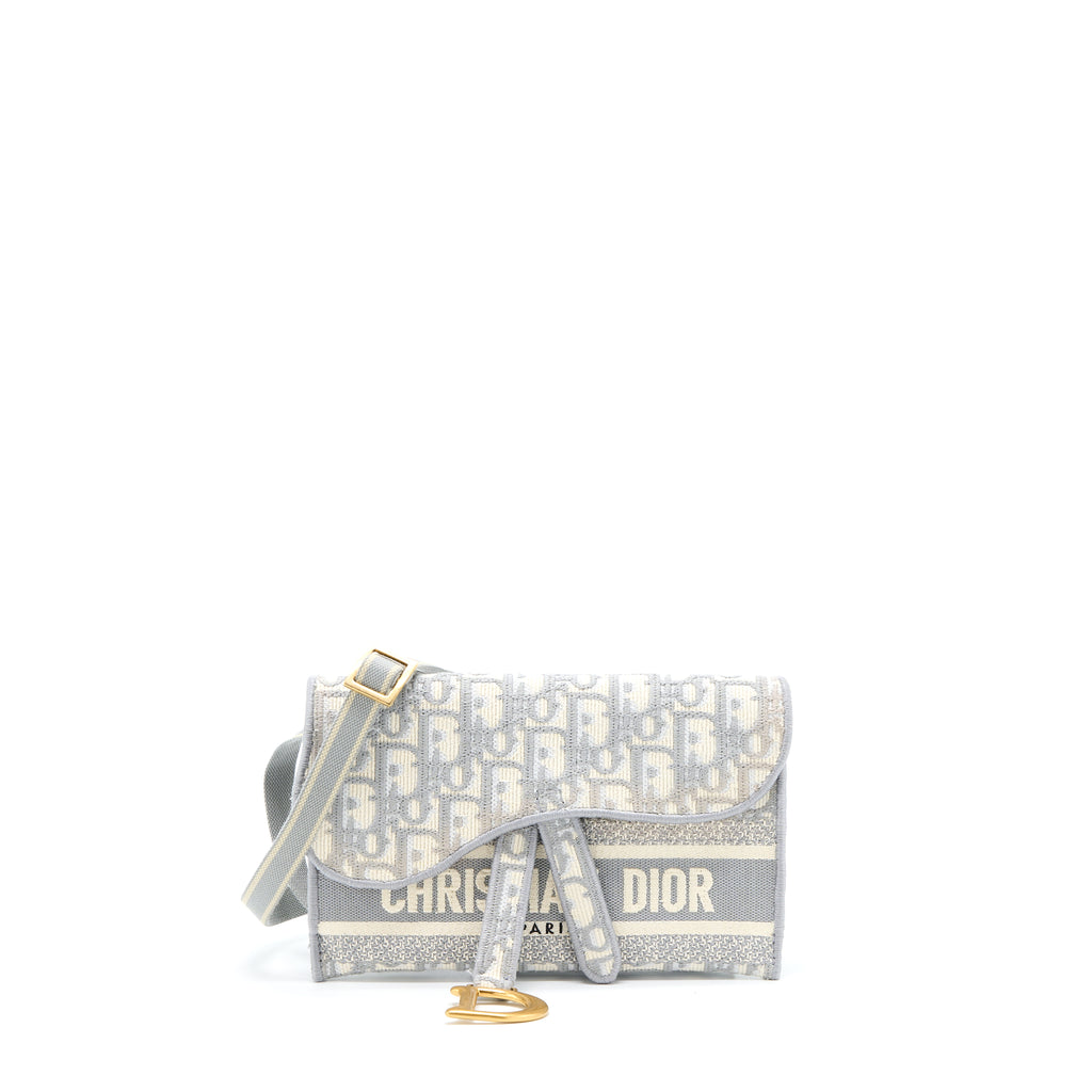 Saddle Slim Pouch White Oblique  Womens Dior Mini Bags & Belt
