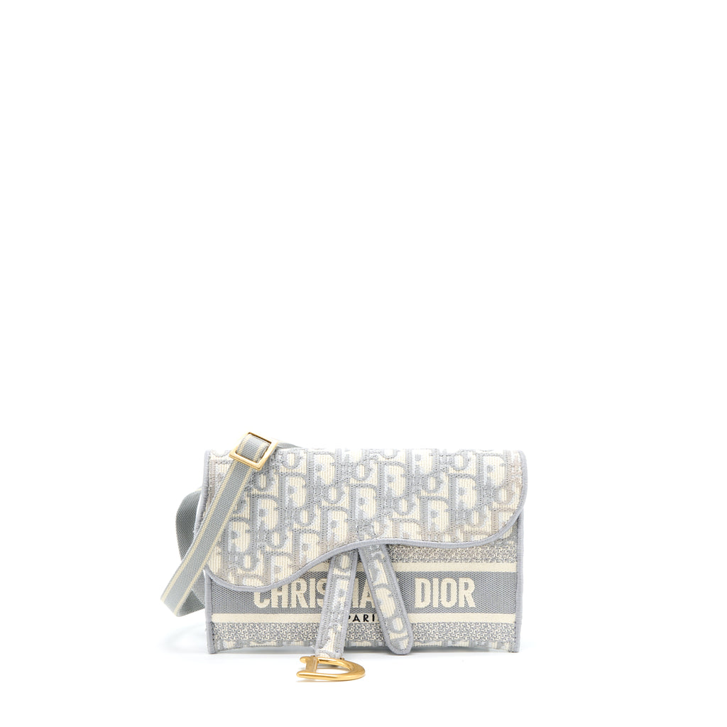 Saddle slim pouch gray dior oblique embroidery Clearance