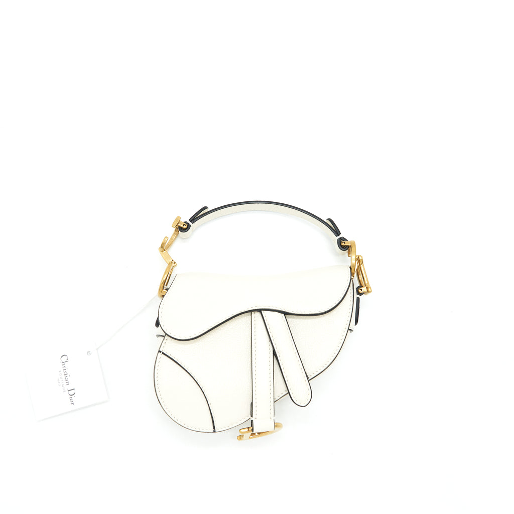 Christian Dior White Leather Mini Saddle Bag, myGemma