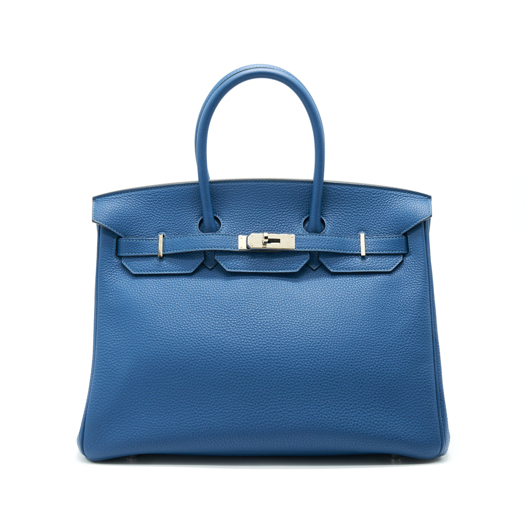 Hermes birkin 35 Bleu De Galice SHW Togo Leather stamp Q in square