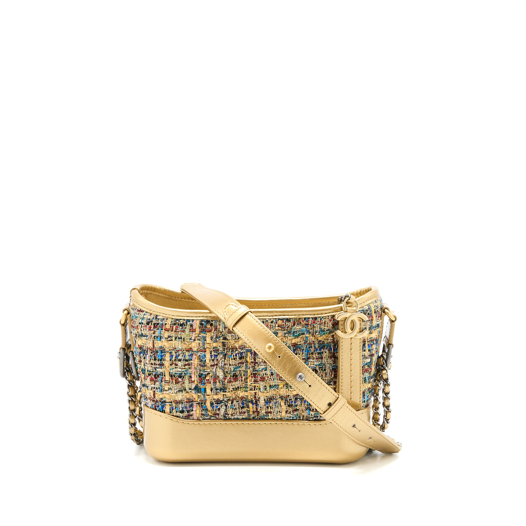 Chanel Small Gabrielle Hobo Bag Tweed Gold/Multicolour Hardware