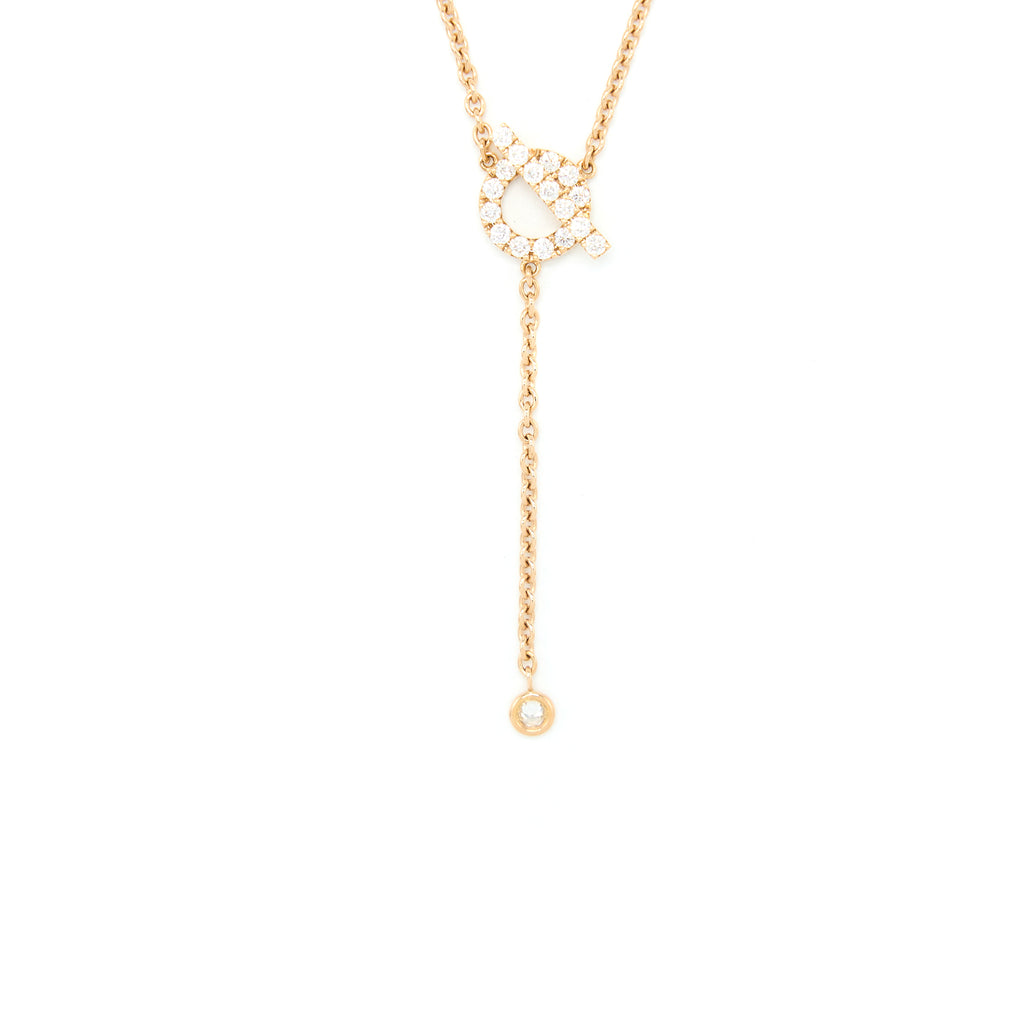 Hermes Finesse Lariat Necklace Rose Gold Diamonds