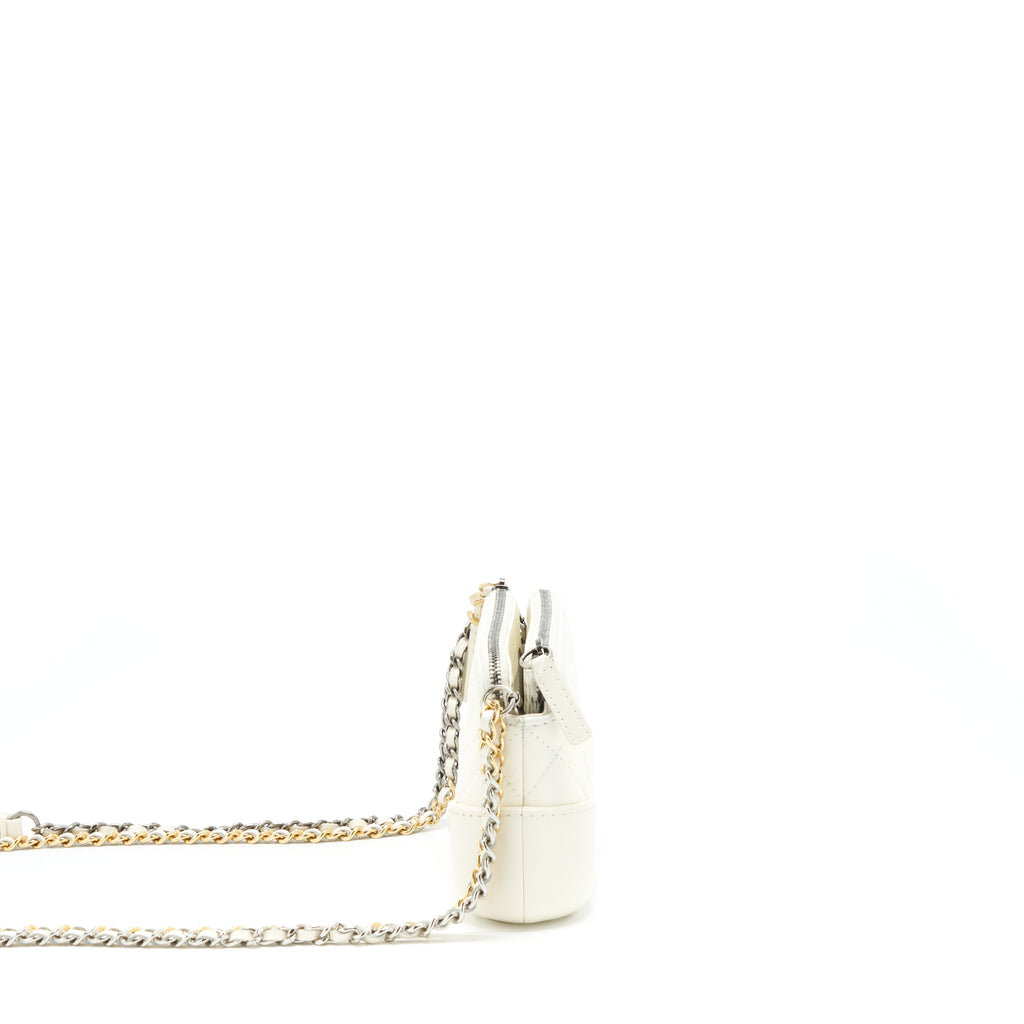 Chanel Gabrielle Clutch On Chain Aged Calfskin White With Silver And G