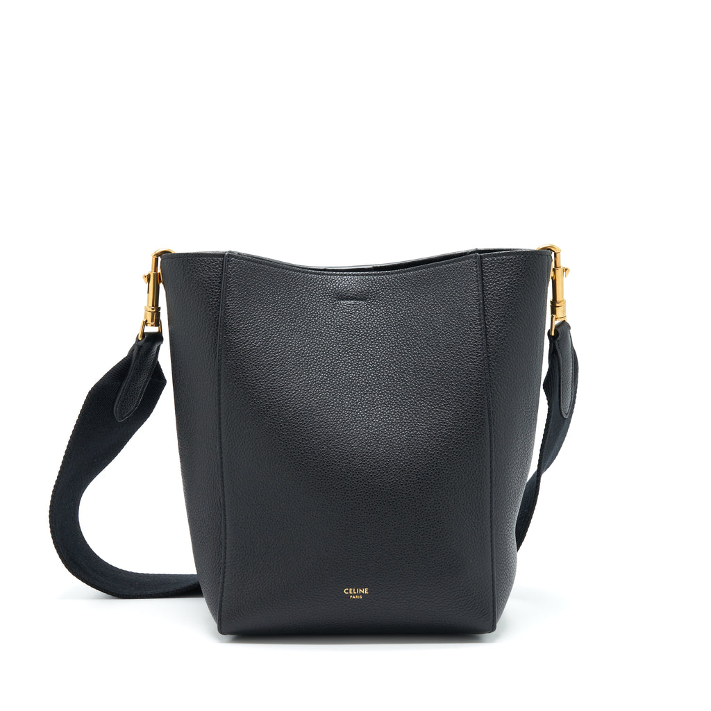 Celine Small Sangle Bucket Bag Soft Grained Calfskin Black GHW